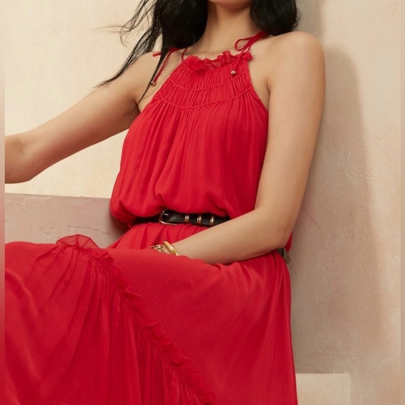 NWT Banana Republic Black Crinkle Maxi Dress with Silk - Size Small - Picture 3 of 13